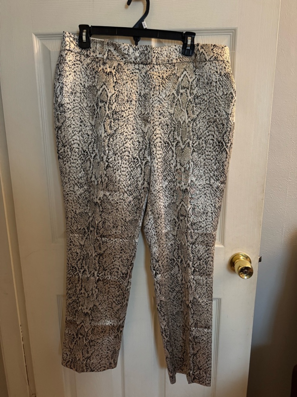 Calvin Klein Black and Beige Snake-Print Slim Fit Pants